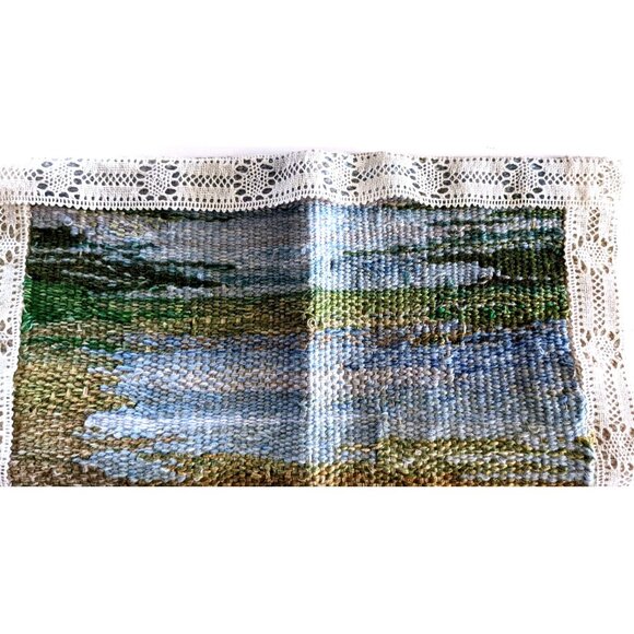 Vintage Tapestry Technique Needlepoint Panel Square Hand Woven Cottage 13*13 in - Picture 6 of 8